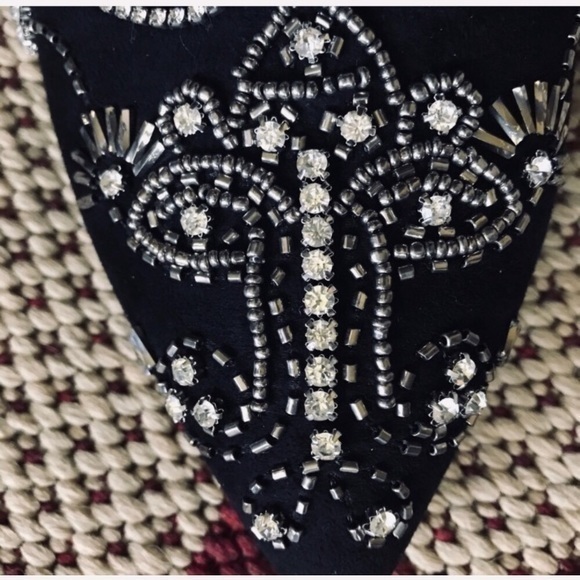 Ashro Classy Black Velvet Rhinestone T Strap Pumps Size 10 Medium - Picture 11 of 11